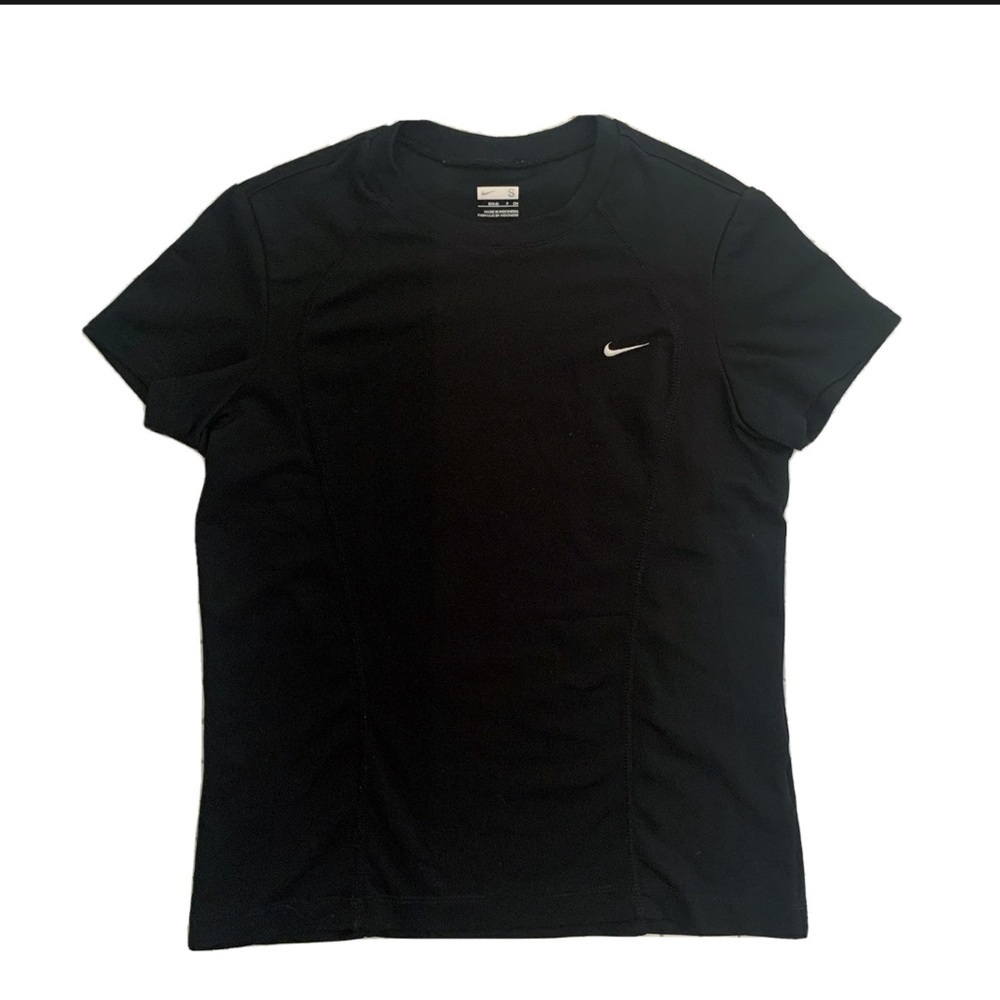 Nike Dri Fit Embroidered Short Sleeve Fitted Top